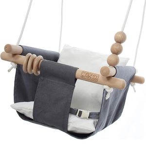 Monkey & Mouse Baby Swing Seat, gray/white